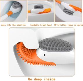 img 3 attached to 🐼 Efficient and Versatile PandaFairy Silicone Bathroom Toilet Brush Plunger: Wall Mounted, Deep Cleaning with Flexibility to Reach Corners, Kawaii Duck Design with Drip-Free Cover Bowl Cleaner Brush Set (White)