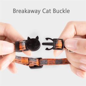 img 3 attached to MDENOVO Cute Plaid Cat Collar Breakaway with Bell and Bow Tie - Adjustable Kitty Safety Collars, 2/1 Pack (7-11 inches)