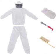 beekeeping jacket with veil, gloves, beehive tools and brush for beekeeper protection. logo