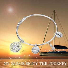 img 1 attached to Navigate In Style With AXELUNA'S Sterling Silver Anchor And Compass Expandable Bracelets For Women