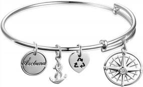 img 4 attached to Navigate In Style With AXELUNA'S Sterling Silver Anchor And Compass Expandable Bracelets For Women