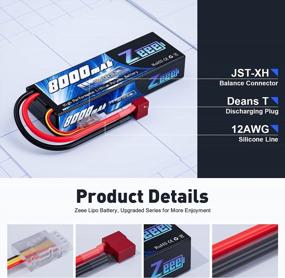 img 2 attached to Upgrade Your RC Experience With Zeee 2S Lipo Battery 8000MAh 7.4V - Pack Of 2, 100C Hard Case With Deans T Plug
