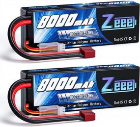 img 4 attached to Upgrade Your RC Experience With Zeee 2S Lipo Battery 8000MAh 7.4V - Pack Of 2, 100C Hard Case With Deans T Plug