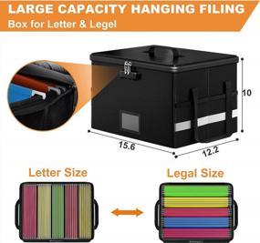 img 1 attached to Fireproof Document Box With Lock - TABIGER Portable Filing Box For Important Documents, Waterproof And Secure Organizer With Handle, Hanging File Storage For Letter And Legal Size Papers In Black.