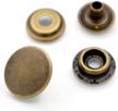 pack of 10 heavy duty #201 vt47 solid brass snap fasteners with ring-socket button and color plating in antique brass finish - 15mm size logo