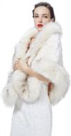 women's faux fox fur long shawl cloak cape coat party wrap logo