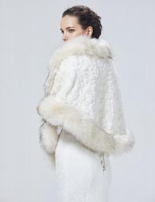 img 2 attached to Women'S Faux Fox Fur Long Shawl Cloak Cape Coat Party Wrap