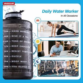 img 1 attached to Motivational 1 Gallon Water Bottle With Time Markings - Large 128 Oz Water Jug With Straw, Strap & Handle For Daily Hydration And Gym Workout - BPA Free Big Water Bottle (Black)