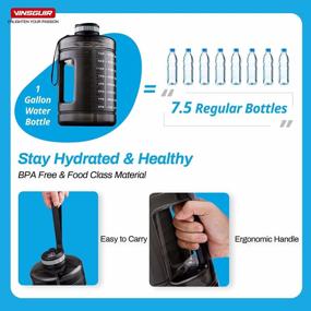 img 2 attached to Motivational 1 Gallon Water Bottle With Time Markings - Large 128 Oz Water Jug With Straw, Strap & Handle For Daily Hydration And Gym Workout - BPA Free Big Water Bottle (Black)