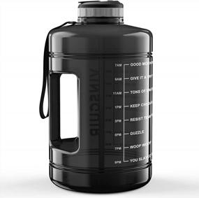 img 4 attached to Motivational 1 Gallon Water Bottle With Time Markings - Large 128 Oz Water Jug With Straw, Strap & Handle For Daily Hydration And Gym Workout - BPA Free Big Water Bottle (Black)