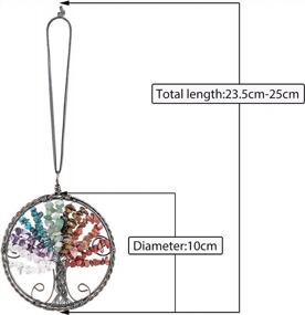 img 3 attached to SUNYIK Healing Crystal Tree Of Life Висячий орнамент, медная проволока ручной работы, упавшие хрустальные камни, настенный декор автомобиля для внутреннего и наружного, радужный цвет