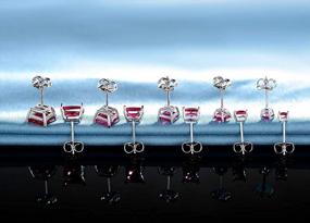 img 1 attached to 18K White Gold Plated Princess Cut Sparkly Spinel Gemstone Stud Earrings - GEMSME (Pair Of 5)