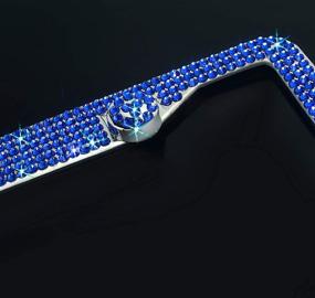 img 1 attached to 1 Pack Blue Rhinestone Stainless Steel License Plate Frame - Premium Handcrafted 💎 Bling Frame with Gift Box, 1000+ SS20 Blue Rhinestone Crystals (14 Facets), Anti-Theft Screw Cap