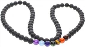 img 4 attached to Mens/Womens Onyx 7 Chakra Bracelet Necklace - AMORWING