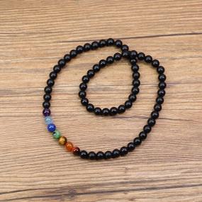 img 1 attached to Mens/Womens Onyx 7 Chakra Bracelet Necklace - AMORWING