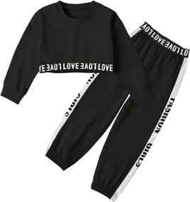 img 4 attached to Cropped Sweatsuit Pullover Sweatshirt Multicolored Girls' Clothing : Active