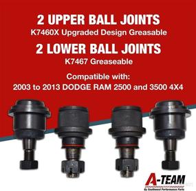 img 2 attached to A-Team Performance - XRF 2X K7460X & K7467: Greaseable Upper and Lower Ball Joint Kit for 2003-2013 Dodge Ram 2500 3500 - Enhanced 4x4 Design