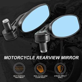 img 3 attached to 🛵 KATUR Motorcycle Rearview Mirror Black - 7/8 Inch 22MM Aluminum Alloy Round Shaped Handlebar Side Mirrors - Universal Compatibility with Yamaha Honda Triumph Ducati Suzuki