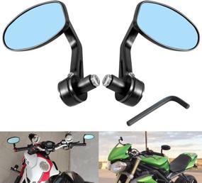 img 4 attached to 🛵 KATUR Motorcycle Rearview Mirror Black - 7/8 Inch 22MM Aluminum Alloy Round Shaped Handlebar Side Mirrors - Universal Compatibility with Yamaha Honda Triumph Ducati Suzuki