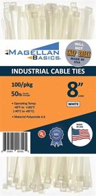 img 1 attached to 🔗 100 Pack Cable Zip Ties: Heavy-Duty, Made in the USA, 8 inch, White - Durable and Snap-Proof