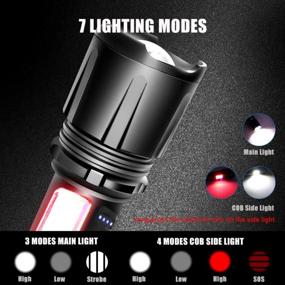 img 2 attached to XLENTGEN 10000 Lumens Rechargeable Flashlight With White/Red COB Side Lamp & 10000MAh Battery - Ideal For Camping, Hiking & Emergency Situations.