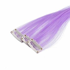 img 2 attached to Lilac Purple Straight One Color Party Highlights Clip On Hair Extensions 12 Pcs Synthetic Hairpieces