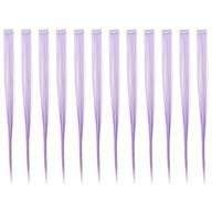 lilac purple straight one color party highlights clip on hair extensions 12 pcs synthetic hairpieces logo