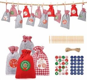 img 4 attached to 2020 Christmas Advent Calendar - 24 Days Burlap Hanging Countdown Drawstring Gift Bags For DIY Xmas Garland Decor