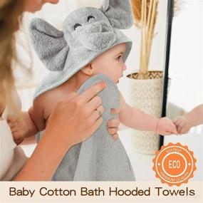 img 3 attached to 🐘 Pro Goleem Baby Bath Towel - Soft Cotton Elephant Hooded Towel for Baby Boys Girls: Perfect Gift for Newborns, Infants, and Toddlers! (30x30 Inches)