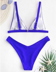 img 3 attached to Polka Dot High Cut Two Piece Bikini Set With Spaghetti Straps For Women In X-Cobalt Blue, Size Small - From ZAFUL