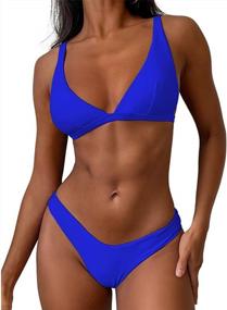 img 4 attached to Polka Dot High Cut Two Piece Bikini Set With Spaghetti Straps For Women In X-Cobalt Blue, Size Small - From ZAFUL