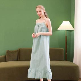 img 1 attached to GERINLY Cotton Linen Sleepwear Lightweight Night Shirt Natural Pajamas Set