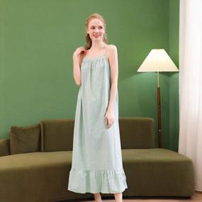 img 3 attached to GERINLY Cotton Linen Sleepwear Lightweight Night Shirt Natural Pajamas Set