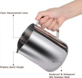 img 2 attached to Stainless Steel Milk Frothing Pitcher With Latte Art Accessories - Perfect For Cappuccino & Coffee