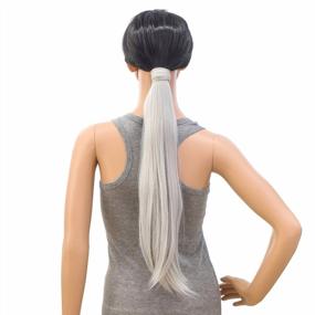 img 2 attached to Transform Your Look With SWACC Women'S Long Wrap Around Ponytail Extension – Straight Or Curly Wavy Synthetic Hair Piece In Stunning Silver Gray!