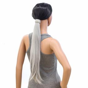 img 3 attached to Преобразите свой образ с помощью длинной накладной косы SWACC для женщин — прямых или вьющихся волнистых синтетических волос потрясающего серебристо-серого цвета!