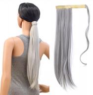 преобразите свой образ с помощью длинной накладной косы swacc для женщин — прямых или вьющихся волнистых синтетических волос потрясающего серебристо-серого цвета! логотип