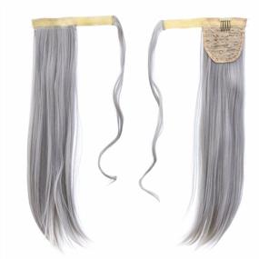 img 1 attached to Transform Your Look With SWACC Women'S Long Wrap Around Ponytail Extension – Straight Or Curly Wavy Synthetic Hair Piece In Stunning Silver Gray!