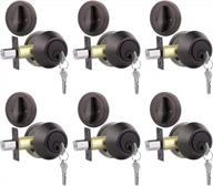 oil rubbed bronze entrance single cylinder deadbolts with 6 keys (keyed alike) logo