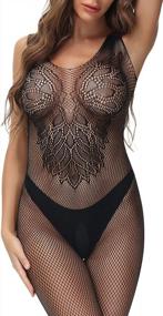 img 1 attached to Women Sheer Mesh Bodysuit Lingerie Bodystocking Leotard Babydoll One Piece Size S-XL