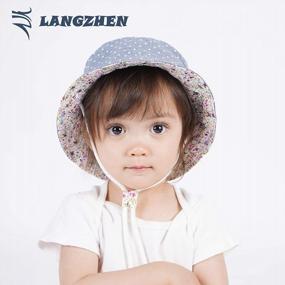 img 1 attached to 🧢 Cute and Safe Sun Protection Hat for Kids: LANGZHEN Wide Brim Cotton Play Hat with Chin Strap