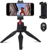 compact portable mini phone tripod stand with wireless remote for android/ios phones/camera/webcam/projector, including tripod mount логотип