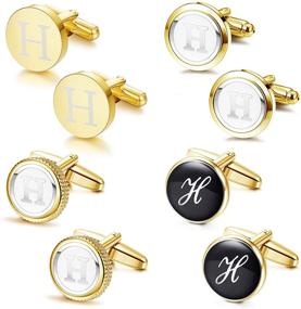 img 4 attached to LOLIAS Cufflinks Alphabet Business Wedding Men's Accessories and Cuff Links, Shirt Studs & Tie Clips