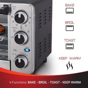 img 3 attached to 🍞 Mueller Austria Toaster Oven 4 Slice - Stainless Steel Finish with Timer, Multiple Functions: Toasting, Baking, Broiling - Natural Convection, Powerful 1100 Watts - Includes Baking Pan and Rack