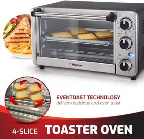 img 2 attached to 🍞 Mueller Austria Toaster Oven 4 Slice - Stainless Steel Finish with Timer, Multiple Functions: Toasting, Baking, Broiling - Natural Convection, Powerful 1100 Watts - Includes Baking Pan and Rack