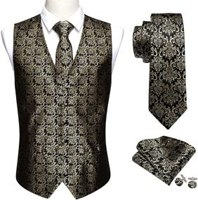 img 2 attached to 👔 Men's Paisley Waistcoat with Barry Wang Necktie – Perfect Accessory for Leisure