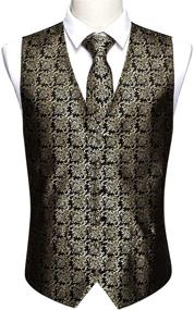 img 1 attached to 👔 Men's Paisley Waistcoat with Barry Wang Necktie – Perfect Accessory for Leisure