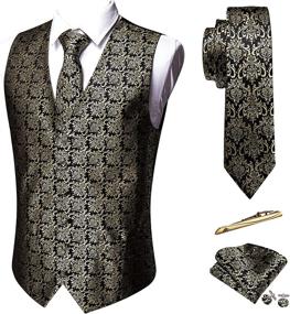 img 4 attached to 👔 Men's Paisley Waistcoat with Barry Wang Necktie – Perfect Accessory for Leisure