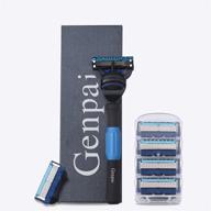 men's safety manual razor: detachable zinc alloy shaver with lubrication strip, 5 five-layer floating blades for ultimate facial and body cleaning logo