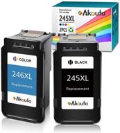 akouta remanufactured ink cartridges for canon 245 and 246 replacement - pg-245xl cl-246xl pg-243 cl-244 - compatible with canon pixma mx492 mx490 mg2920 mg2922 mg2420 mg2520 mg3029 ip2820 (1 black 1 tri-color) logo